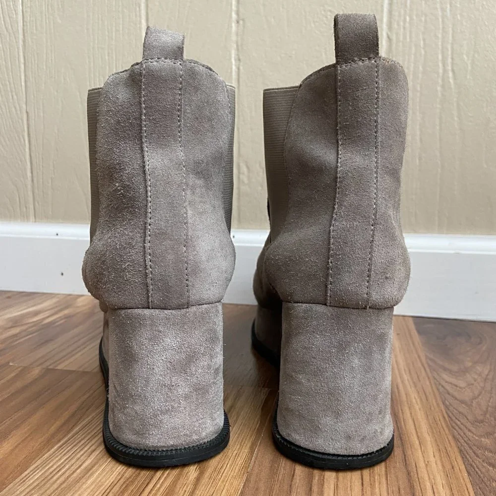 Free People Jeffrey Campbell Gray Suede Platform Wedge Chelsea Ankle Boot